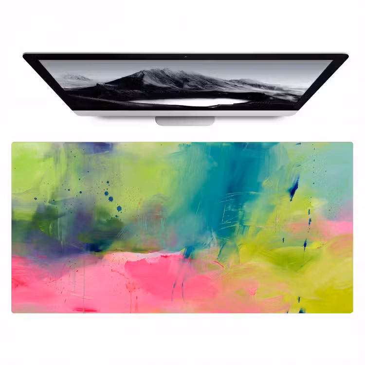Bureau onderlegger - Abstract - Kleuren - Modern - Groen - Roze — 1
