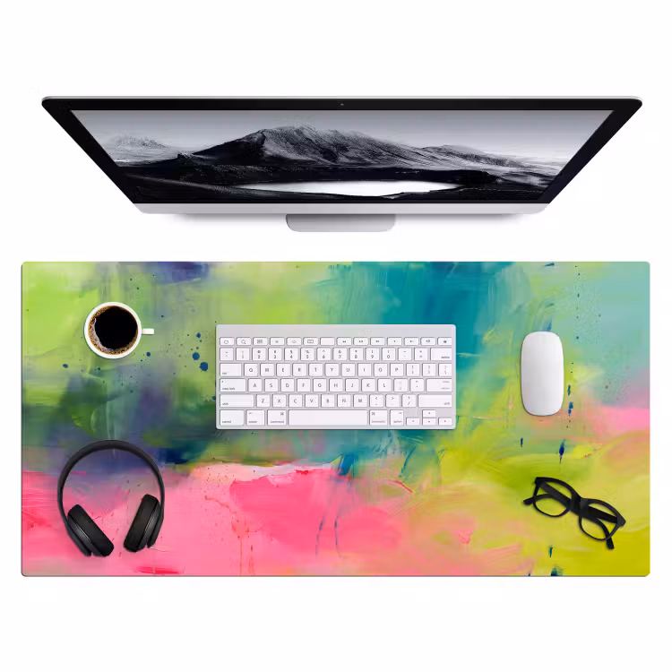 Bureau onderlegger - Abstract - Kleuren - Modern - Groen - Roze — 4