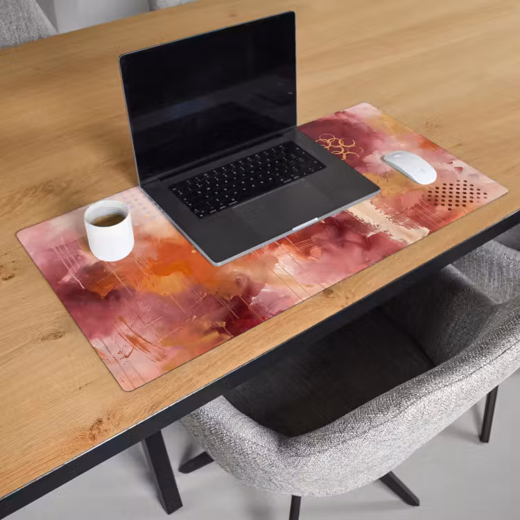 Bureau onderlegger - Abstract - Rood - Goud - Modern - Kunst — 3