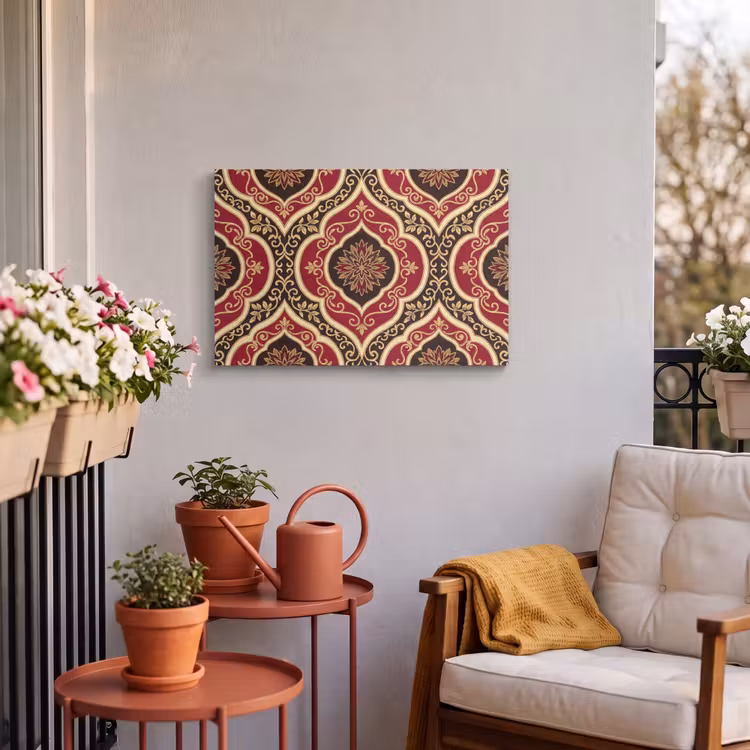 Buiten canvas - Patroon - Ornament - Barok - Rood - Goud — 3