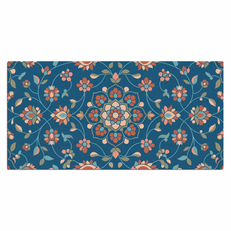 Bureau onderlegger - Bloemen - Patroon - Natuur - Ornament - Blauw — 2