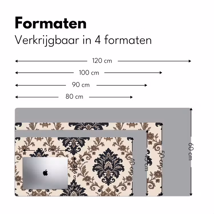 Bureau onderlegger - Patroon - Floraal - Klassiek - Beige-blauw — 8