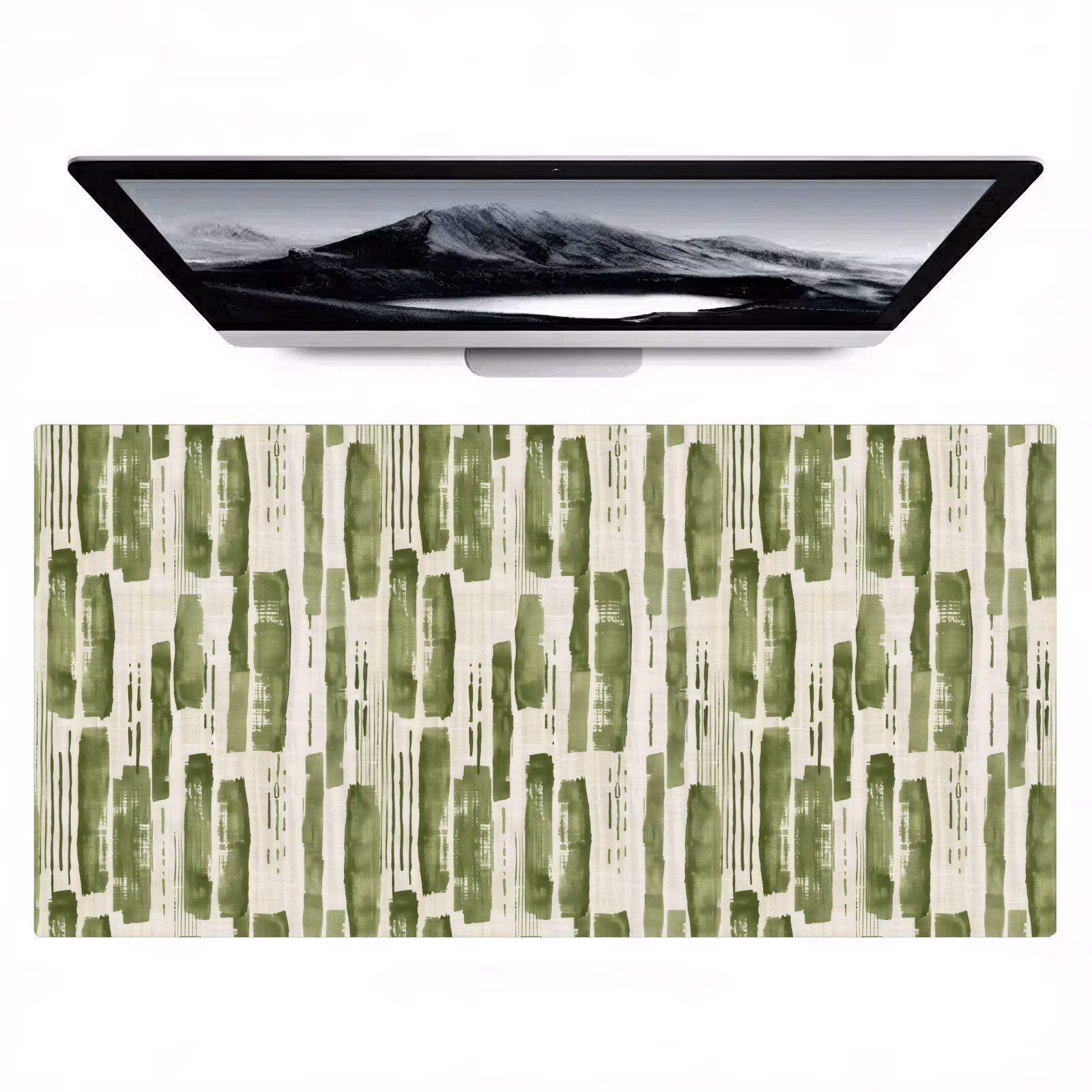 Bureau onderlegger - Groen - Abstract - Penseelstreken - Linnen - Patroon — 1