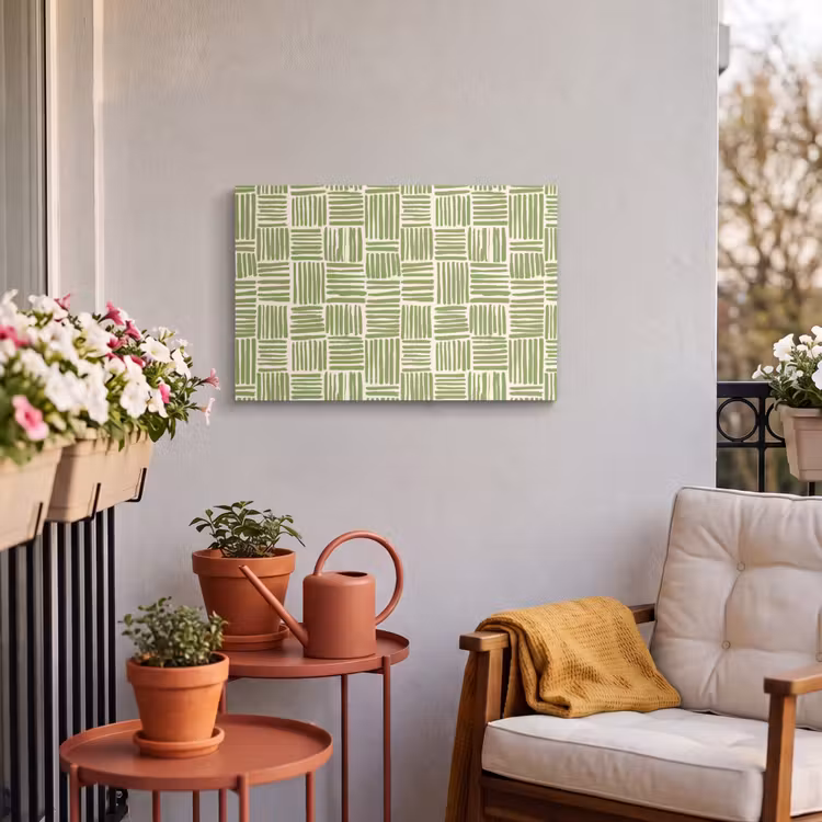 Buiten canvas - Saliegroen - Blokken - Handgetekend - Patroon — 3