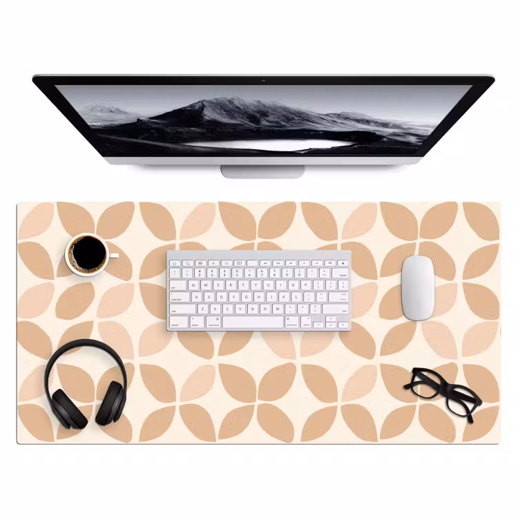 Bureau onderlegger - Beige - Bladeren - Minimalistisch - Patroon — 4