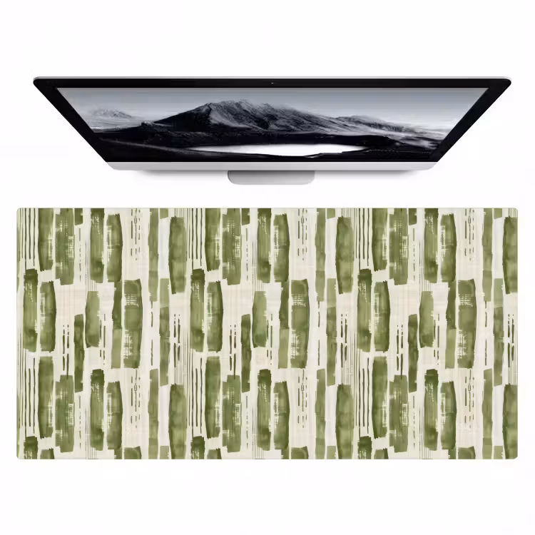 Bureau onderlegger - Groen - Abstract - Penseelstreken - Linnen - Patroon — 1