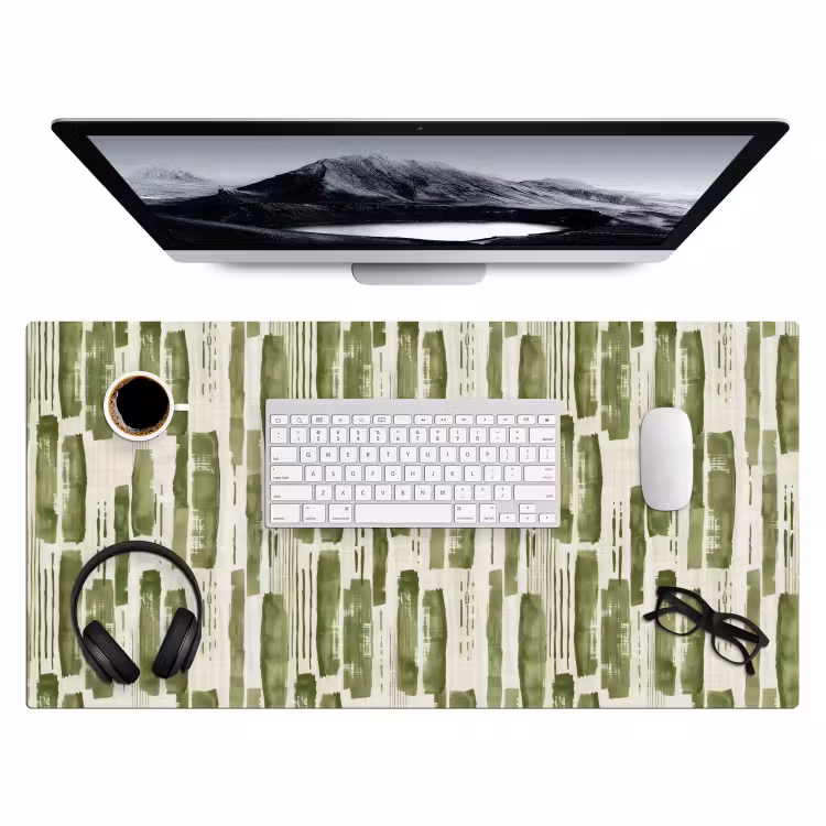 Bureau onderlegger - Groen - Abstract - Penseelstreken - Linnen - Patroon — 4