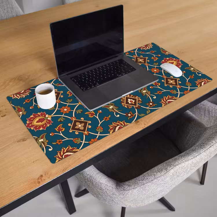 Bureau onderlegger - Ornament - Flora - Traditioneel - Klassiek - Blauwgroen — 3