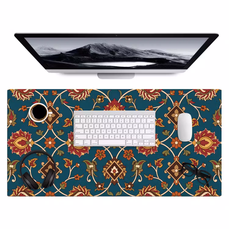 Bureau onderlegger - Ornament - Flora - Traditioneel - Klassiek - Blauwgroen — 4
