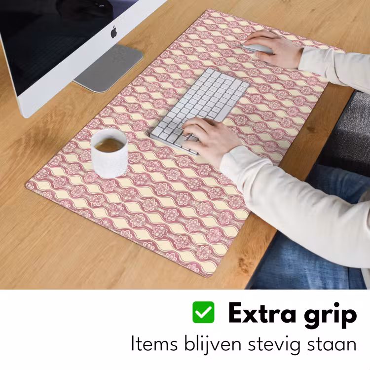 Bureau onderlegger - Paarsroze - Bloemen - Retro - Patroon — 6