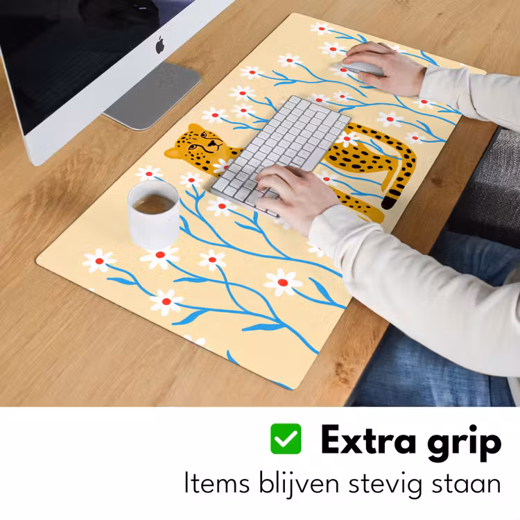 Bureau onderlegger - Dieren - Jachtluipaard - Bloemen - Modern - Geel — 6