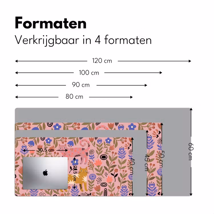Bureau onderlegger - Kat - Bloemen - Dieren - Modern - Roze — 8