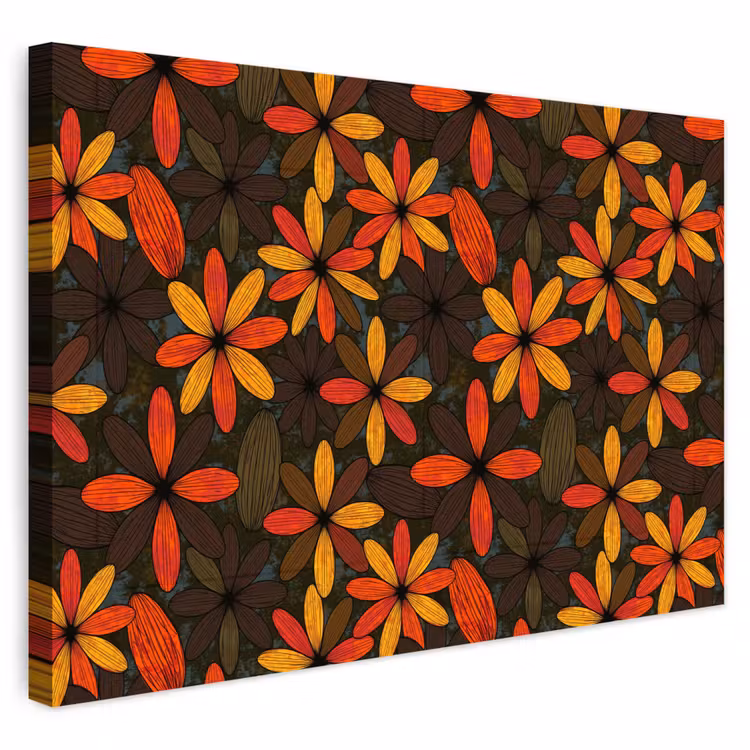 Buiten canvas - Oranje - Retro - Bloemen - Herfst — 1