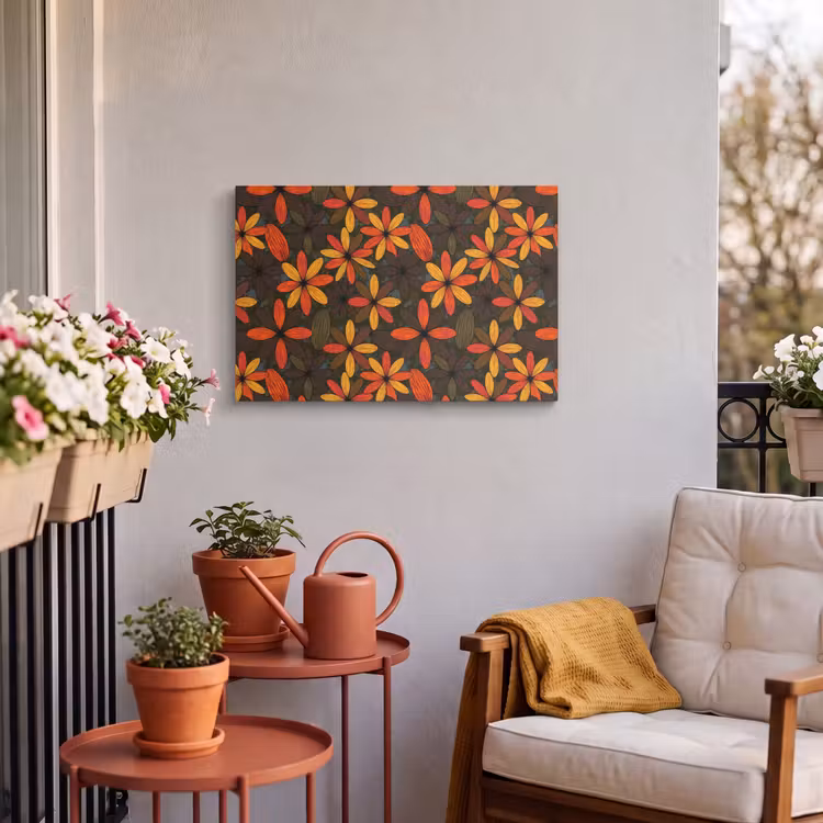 Buiten canvas - Oranje - Retro - Bloemen - Herfst — 3
