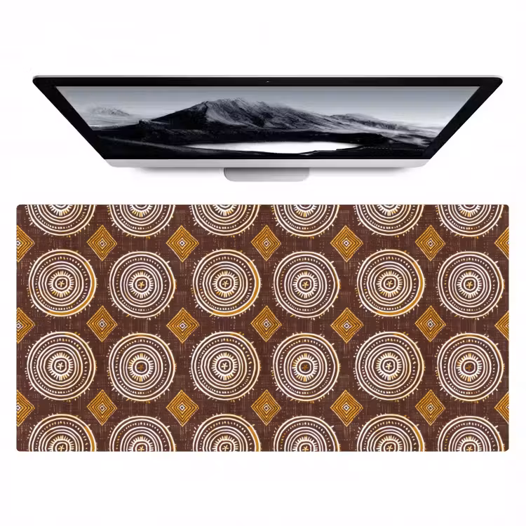 Bureau onderlegger - Chocoladebruin - Etnisch - Tribaal - Cirkels - Patroon — 1