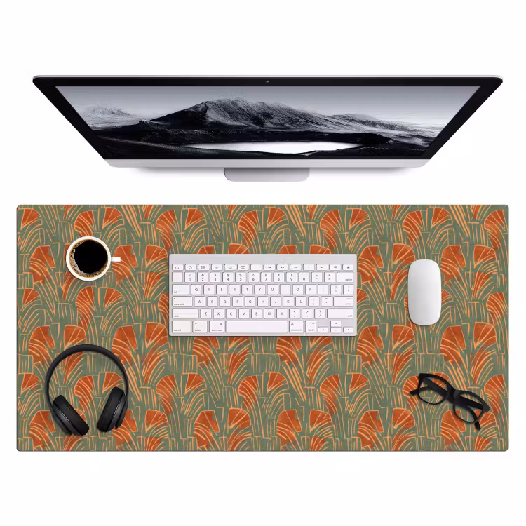 Bureau onderlegger - Groen - Terracotta - Deco - Waaiers — 4
