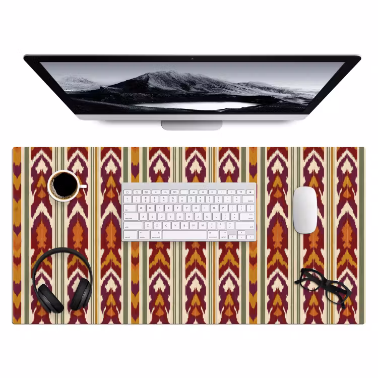 Bureau onderlegger - Ikat - Bordeauxrood - Etnisch - Patroon — 4