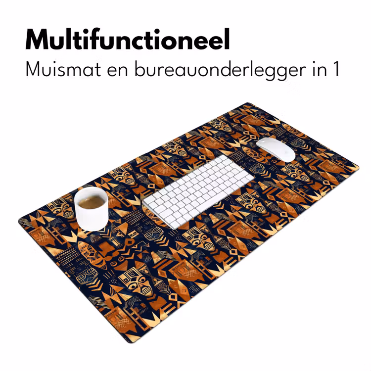 Bureau onderlegger - Nachtblauw - Koper - Tribaal - Maskers — 7