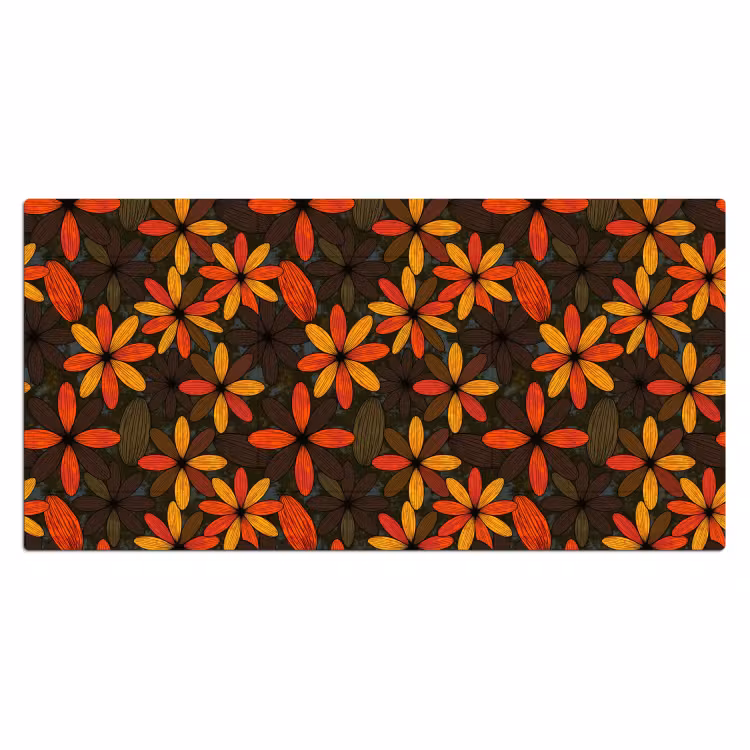 Bureau onderlegger - Oranje - Retro - Bloemen - Herfst — 2
