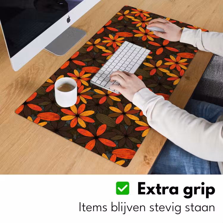 Bureau onderlegger - Oranje - Retro - Bloemen - Herfst — 6