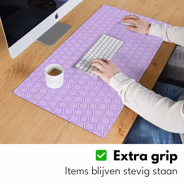 Bureau onderlegger - Paars - Geometrisch - Honeycomb - Bijenraat - Patroon — 6