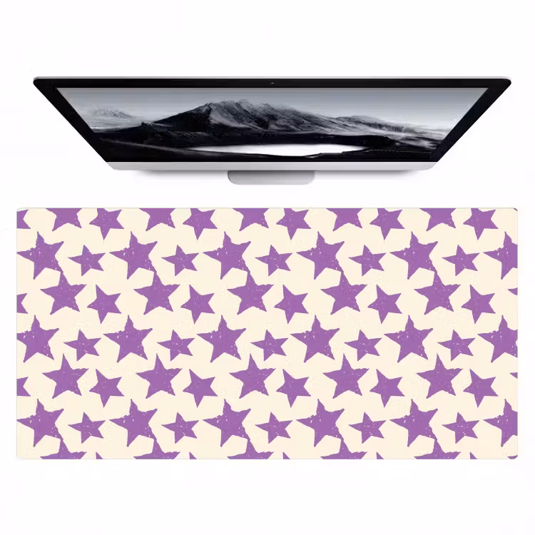 Bureau onderlegger - Paars - Geometrisch - Sterren - Stempel - Patroon — 1