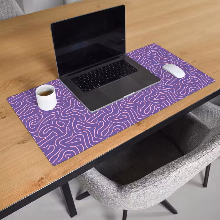 Bureau onderlegger - Paars - Roze - Abstract - Lijnen - Doolhof - Patroon — 3