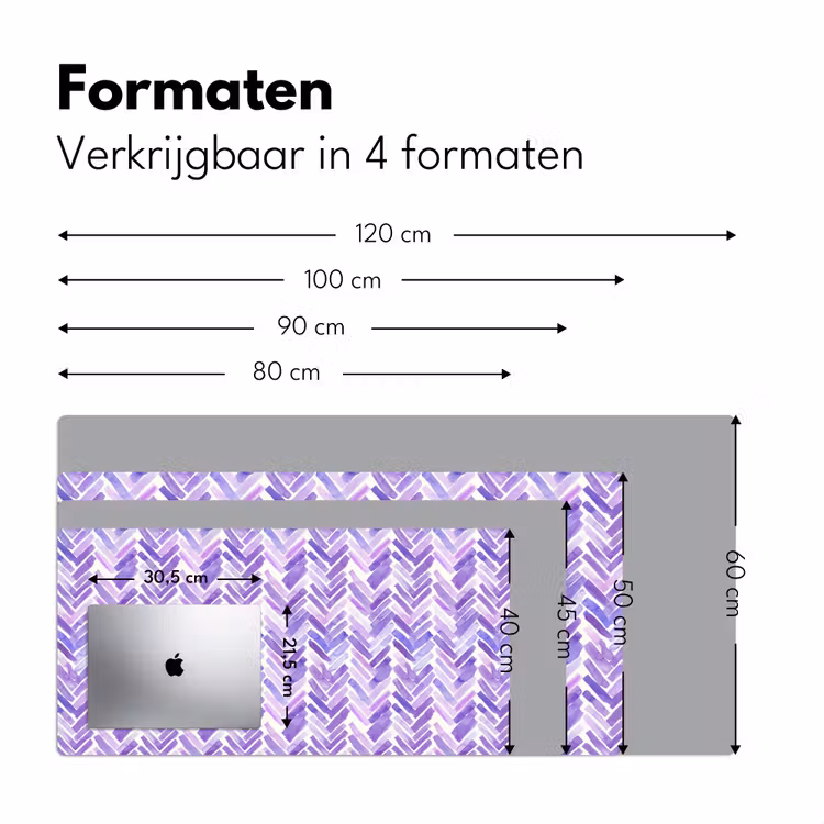 Bureau onderlegger - Paars - Visgraat - Aquarel - Penseelstreken - Patroon — 8
