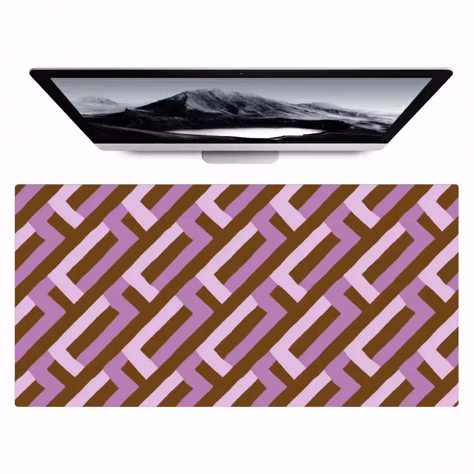 Bureau onderlegger - Bruin - Roze - Geometrisch - Meander - Patroon — 1