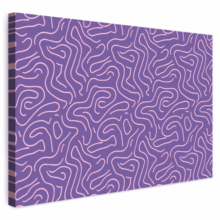 Buiten canvas - Paars - Roze - Abstract - Lijnen - Doolhof - Patroon — 1