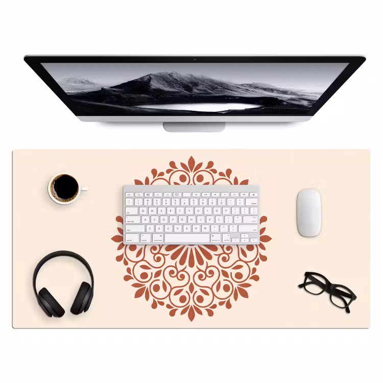 Bureau onderlegger - Decoratie - Cirkel - Symmetrisch - Modern - Roodbruin — 4