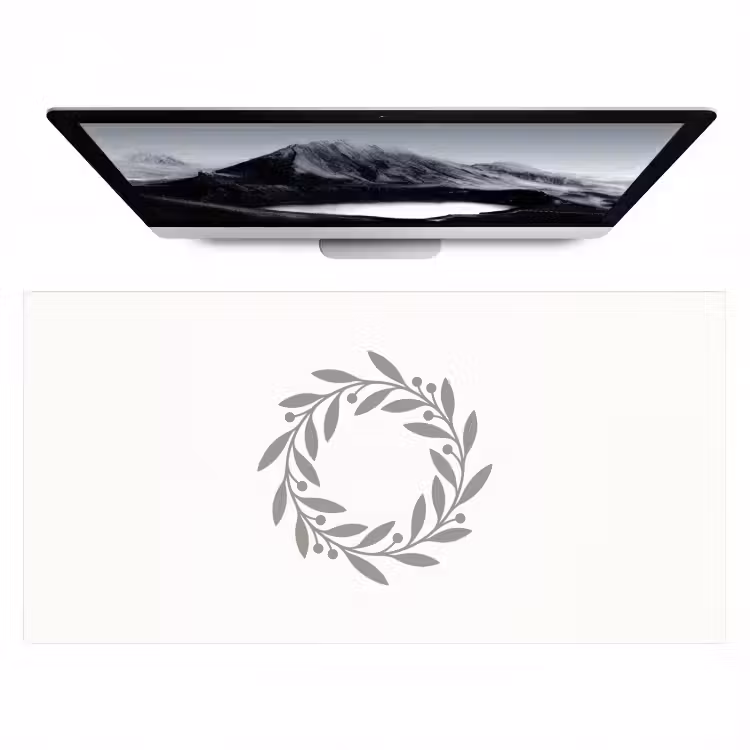 Bureau onderlegger - Krans - Bladeren - Natuur - Minimalistisch - Grijs — 1