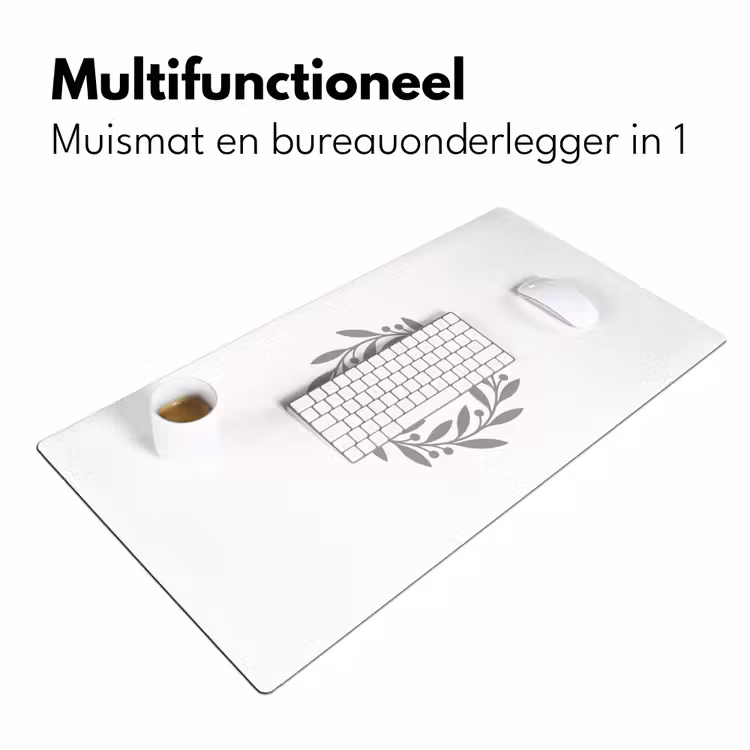 Bureau onderlegger - Krans - Bladeren - Natuur - Minimalistisch - Grijs — 7