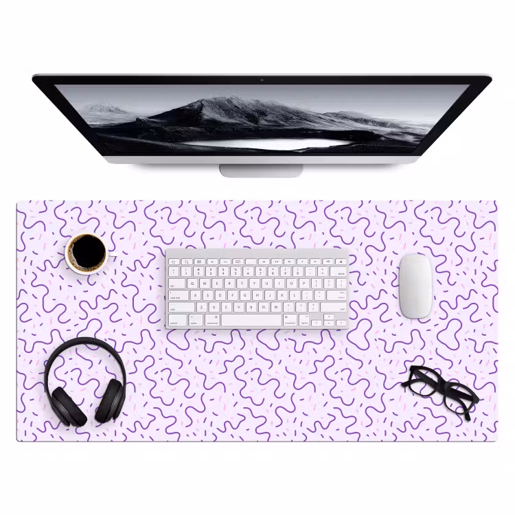 Bureau onderlegger - Paars - Abstract - Memphis - Retro - Spikkels - Patroon — 4