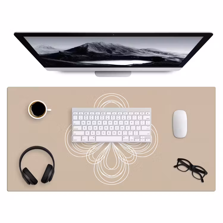 Bureau onderlegger - Patroon - Lijnen - Abstract - Minimalistisch - Beige — 4