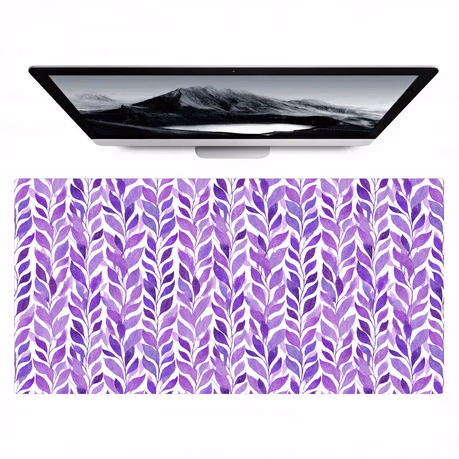 Bureau onderlegger - Paars - Botanisch - Bladeren - Aquarel - Takken - Patroon — 1
