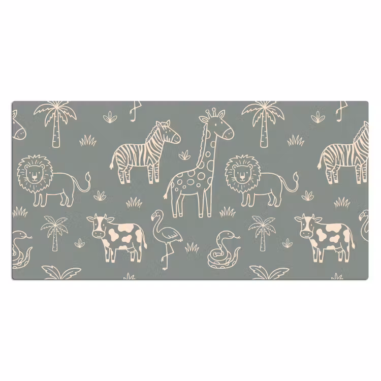 Bureau onderlegger - Dieren - Safari - Patroon - Illustratie - Groen — 2