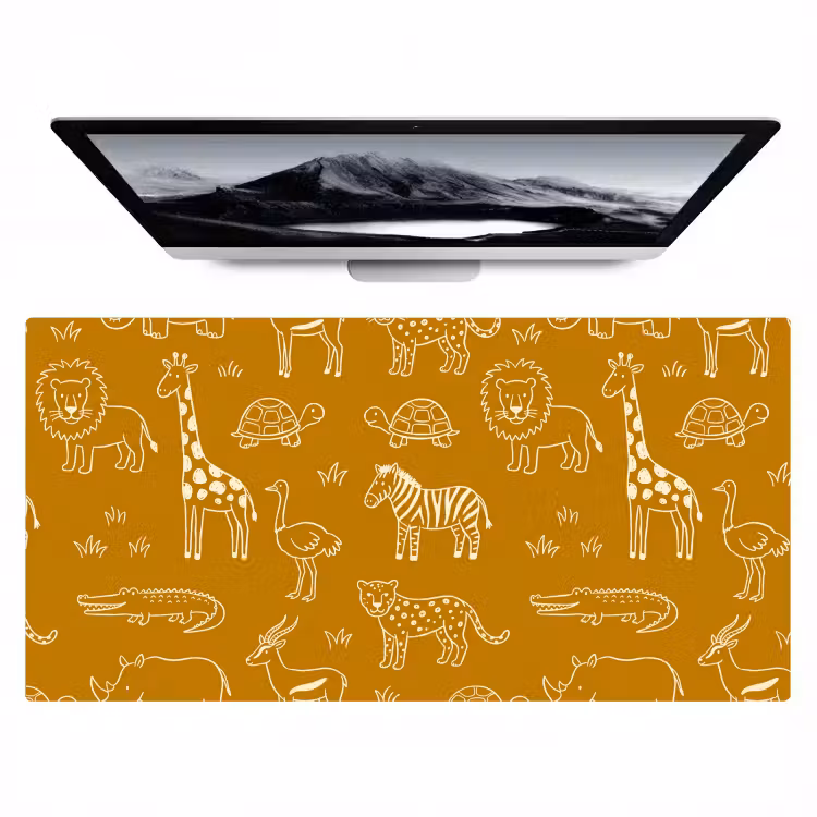 Bureau onderlegger - Dieren - Safari - Patroon - Kinderlijk - Oker — 1