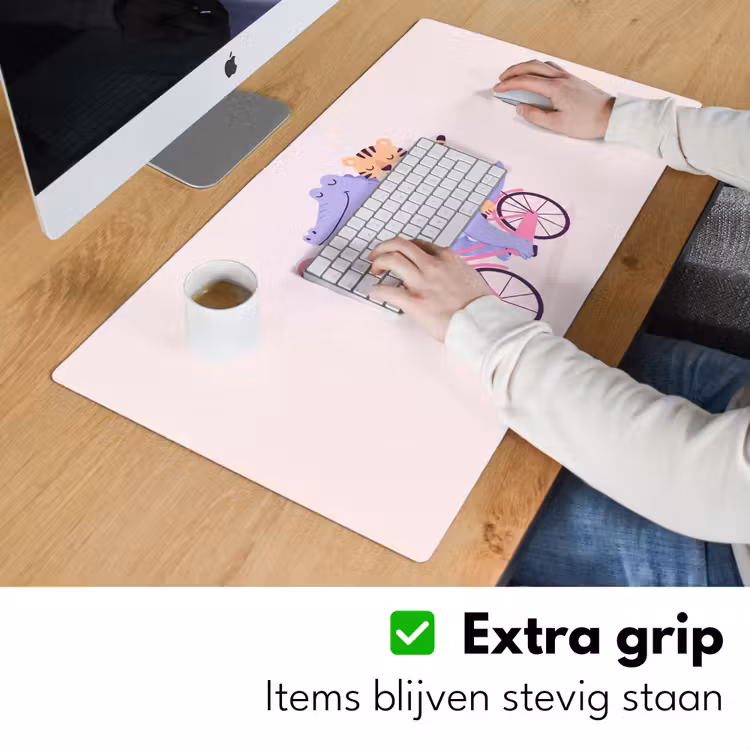 Bureau onderlegger - Dieren - Fiets - Vriendschap - Illustratie - Roze — 6
