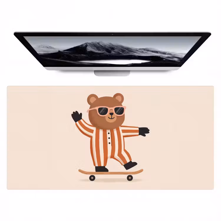 Bureau onderlegger - Dieren - Skateboard - Spel - Cartoon - Roze — 1