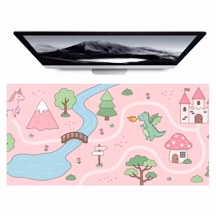 Bureau onderlegger - Eenhoorn - Fantasie - Roze — 1