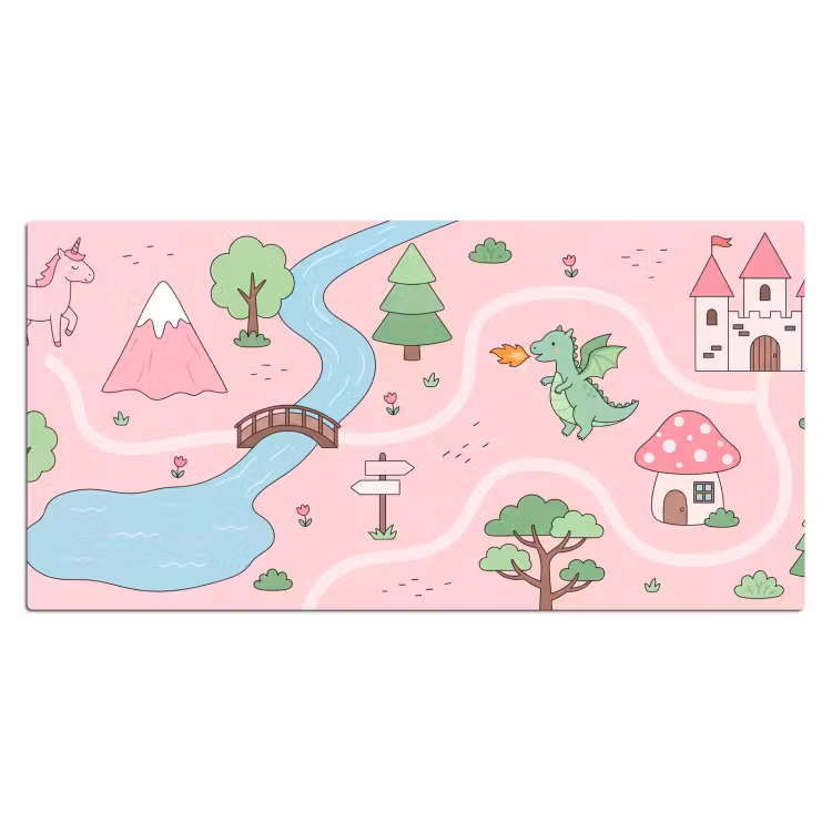 Bureau onderlegger - Eenhoorn - Fantasie - Roze — 2