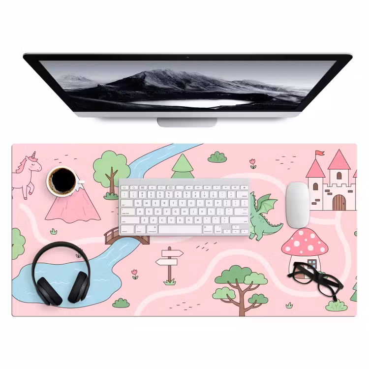 Bureau onderlegger - Eenhoorn - Fantasie - Roze — 4