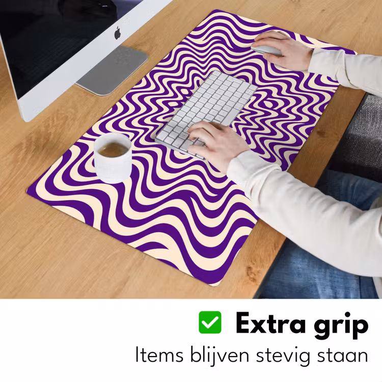 Bureau onderlegger - Abstract - Golven - Optisch - Modern - Paars — 6