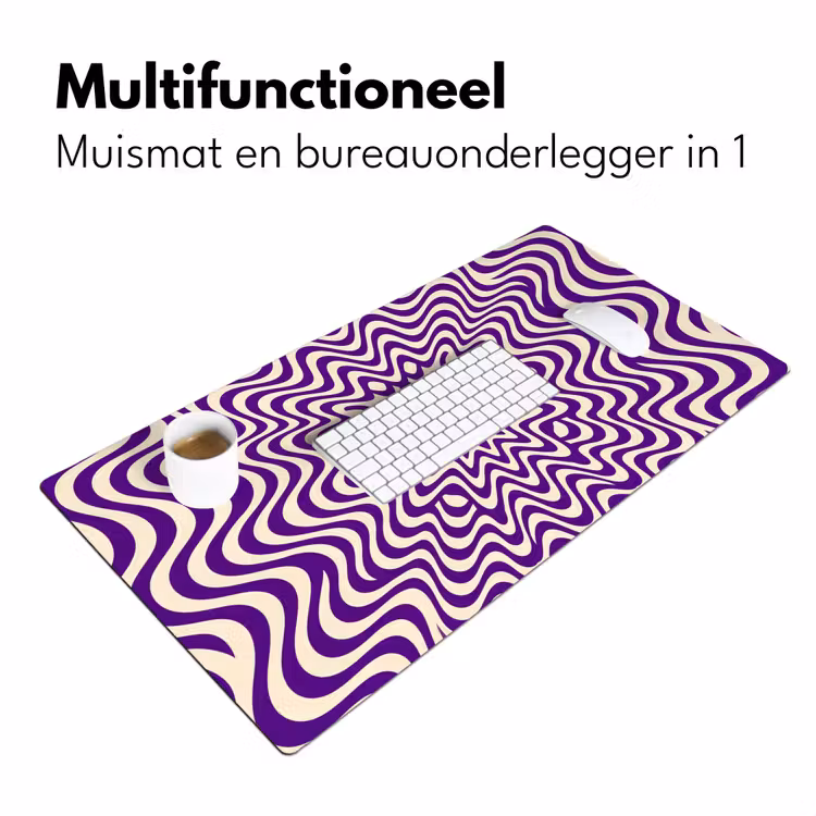 Bureau onderlegger - Abstract - Golven - Optisch - Modern - Paars — 7