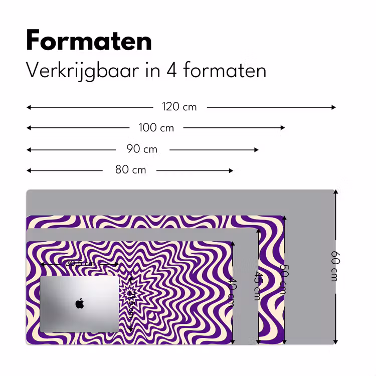 Bureau onderlegger - Abstract - Golven - Optisch - Modern - Paars — 8