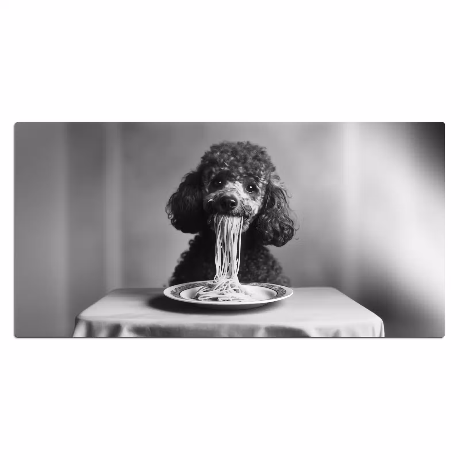 Bureau onderlegger - Poedel - Hond - Zwart - Wit - Schattig - Pasta — 1