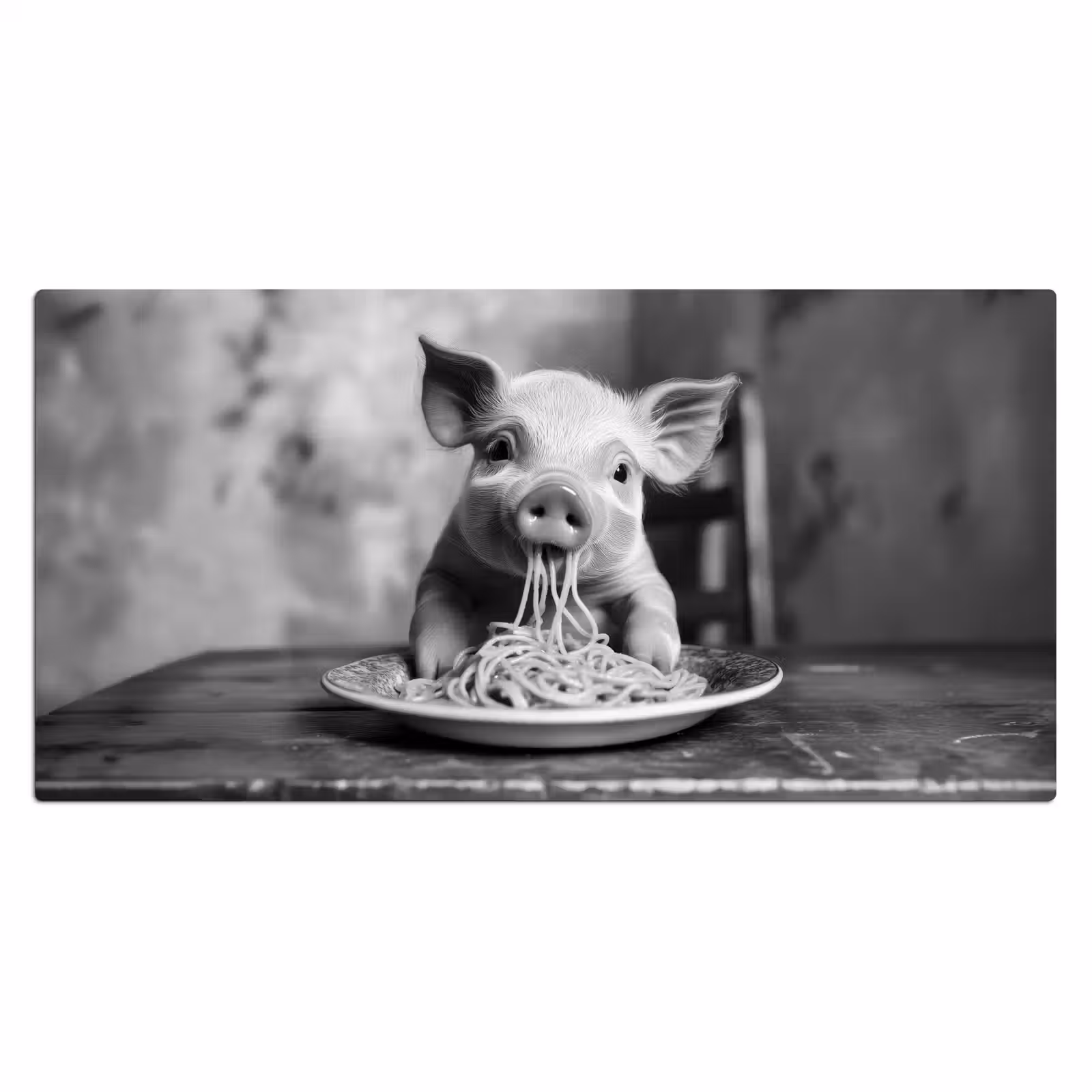 Bureau onderlegger - Varken - Schattig - Spaghetti - Zwart wit - Dier — 1