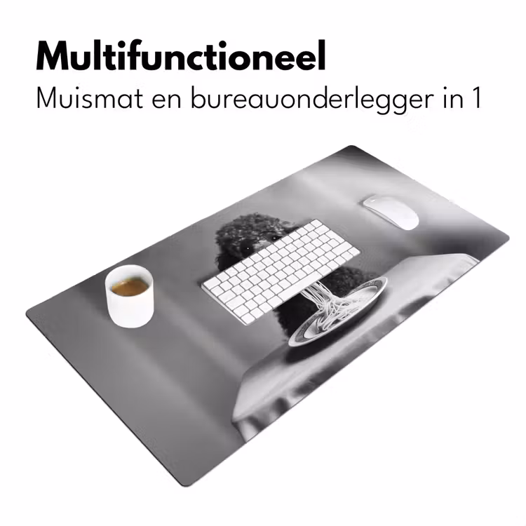 Bureau onderlegger - Poedel - Hond - Zwart - Wit - Schattig - Pasta — 6