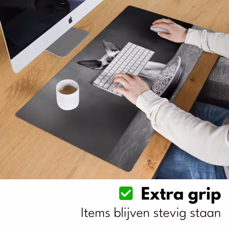 Bureau onderlegger - Sphynx - Kat - Dieren - Humor - Spaghetti - Zwart Wit — 5